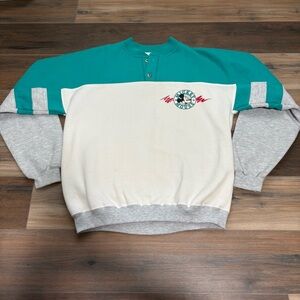 VTG Mickey Mouse Crew Neck Disney Wear Sweater Sweatshirt Quarter Button Small
